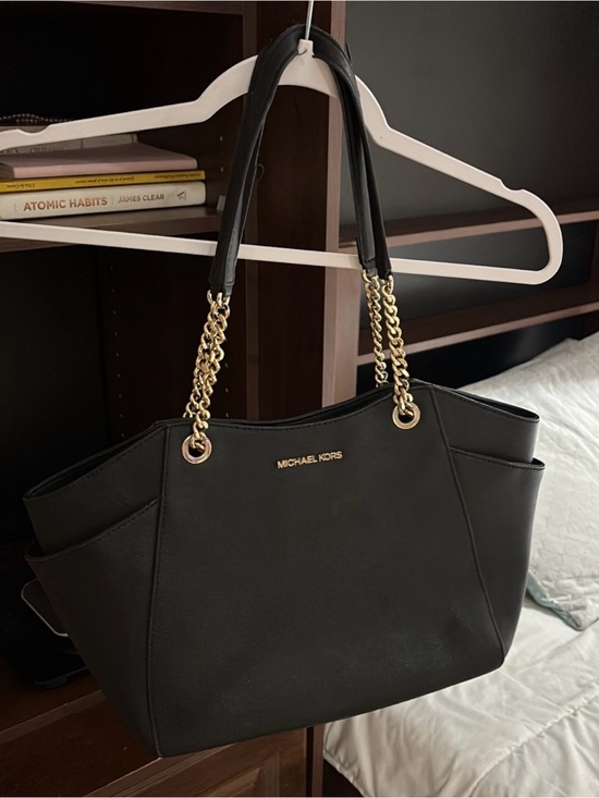 Michael Kors Handbags - Michael Kors Black Tote with Gold Chain Handles